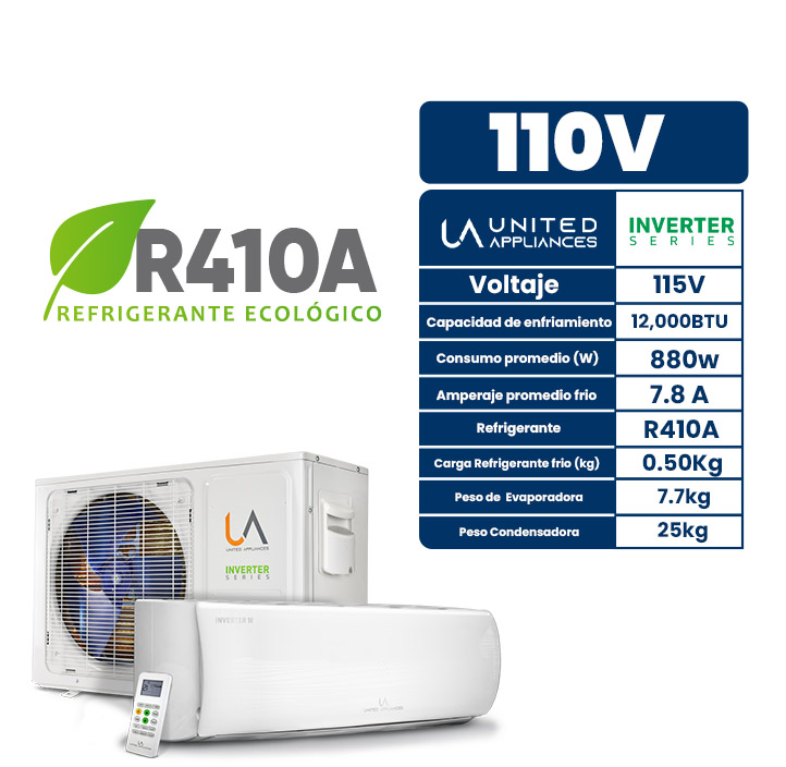Equipo Minisplit de 12,000 BTUS Inverter 110V United Appliances