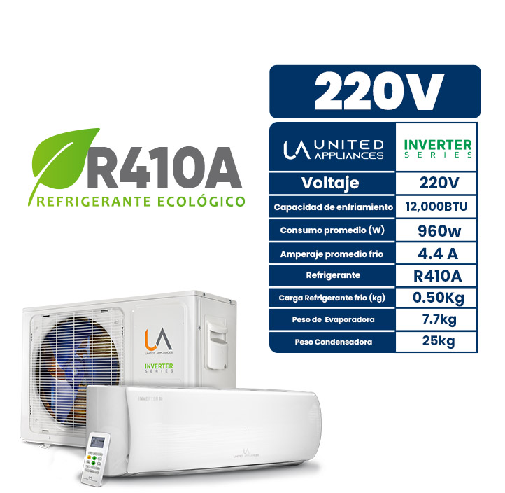 Equipo Minisplit de 12,000 BTUS Inverter 220V United Appliances